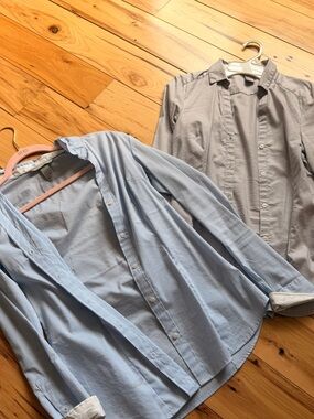 H&M dress shirts size 6 blue and gray